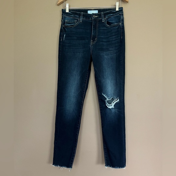 Vervet Denim - {Vervet} Skinny Jeans with Some Distressing and Raw Hem in Blue - Womens 28